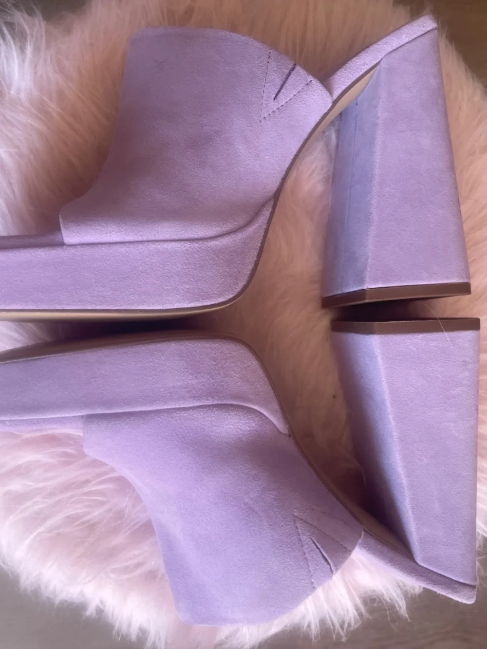 Free People Lilac Suede Platform Mule Heels